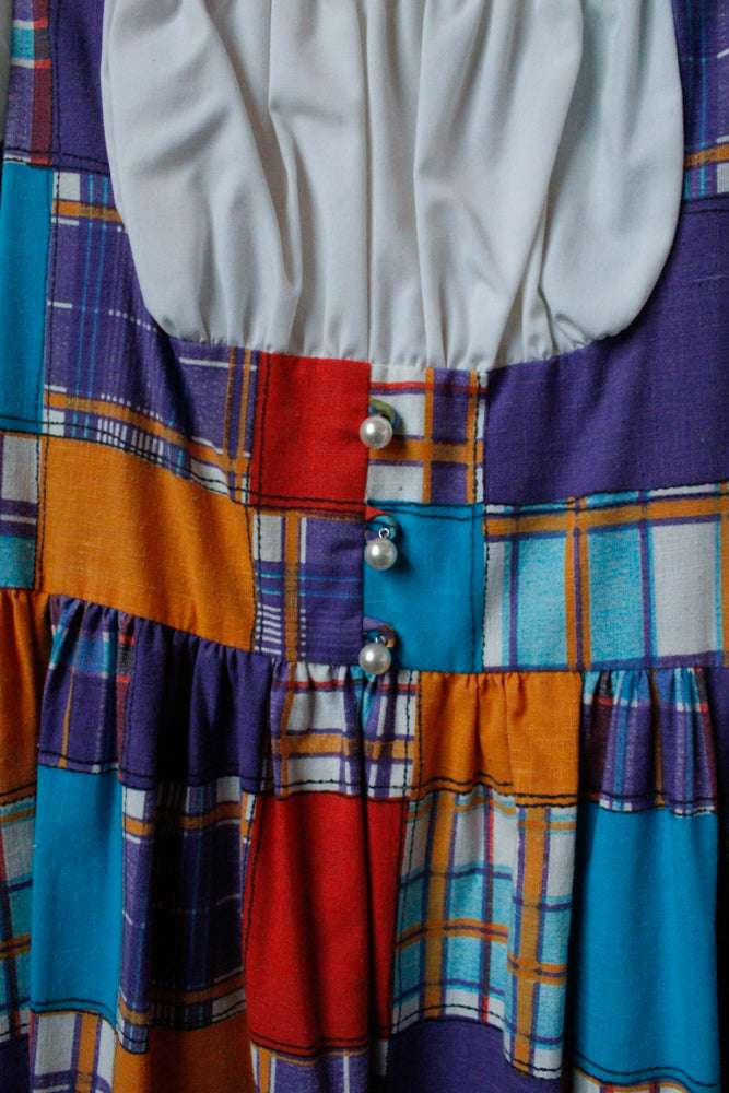 1960s Periphery Colorblock Plaid Maxi Dress - Xs/S