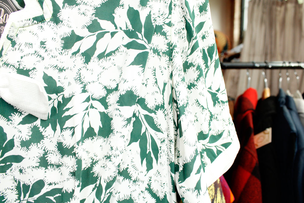 1930s Green & White Floral Silk Dress - M/L