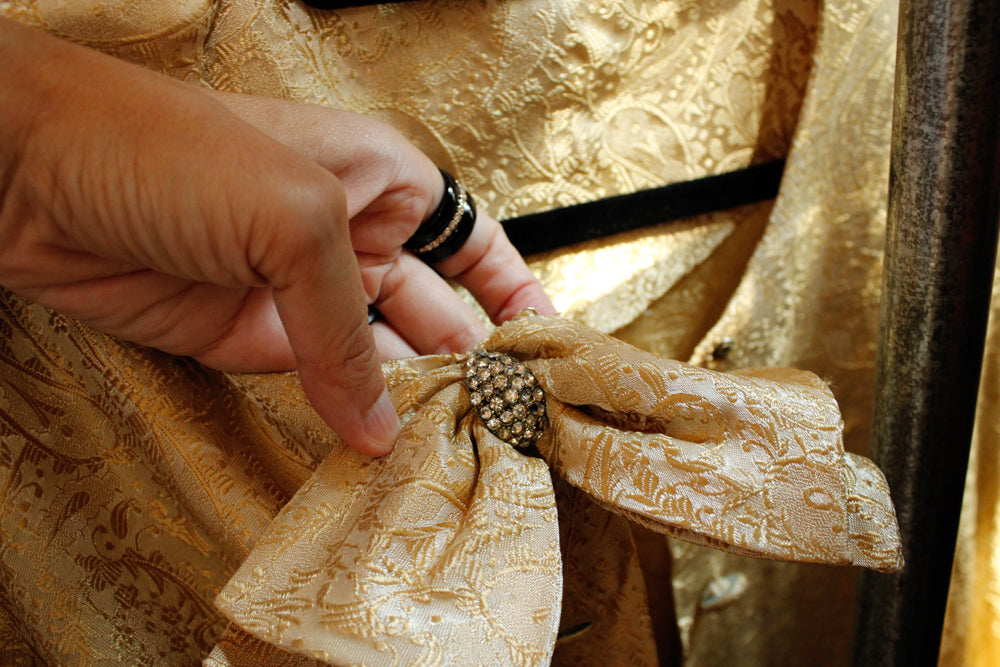 1950s Gold Brocade Swing Jacket w/Belt - Small