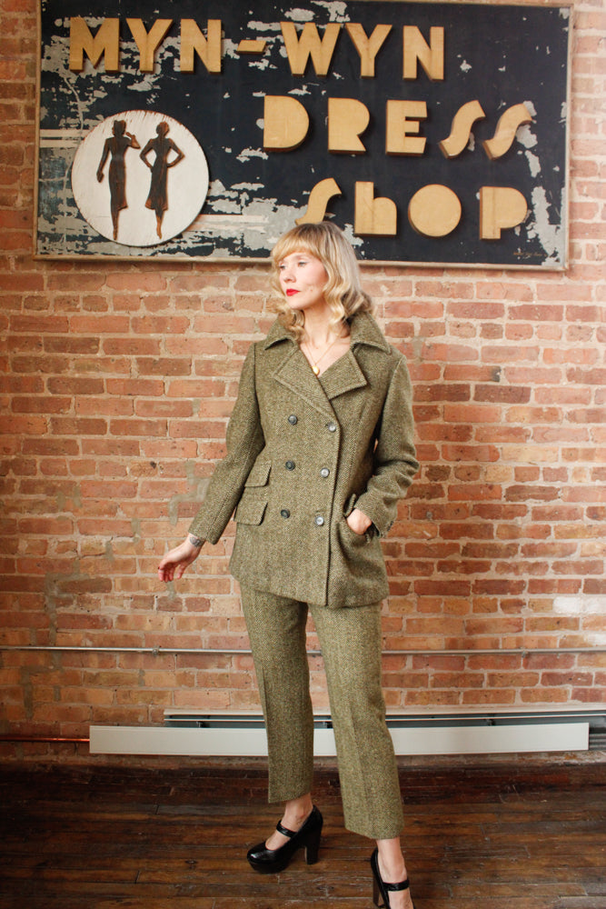1960s Tweed MOD Jacket and Pant Suit - Medium