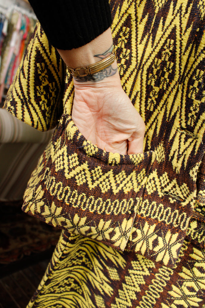 1970s 3pc Guatemalan Embroidered Top + Skirt + Jacket with belt - M/L