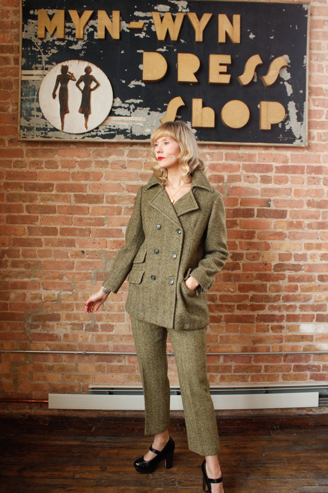 1960s Tweed MOD Jacket and Pant Suit - Medium
