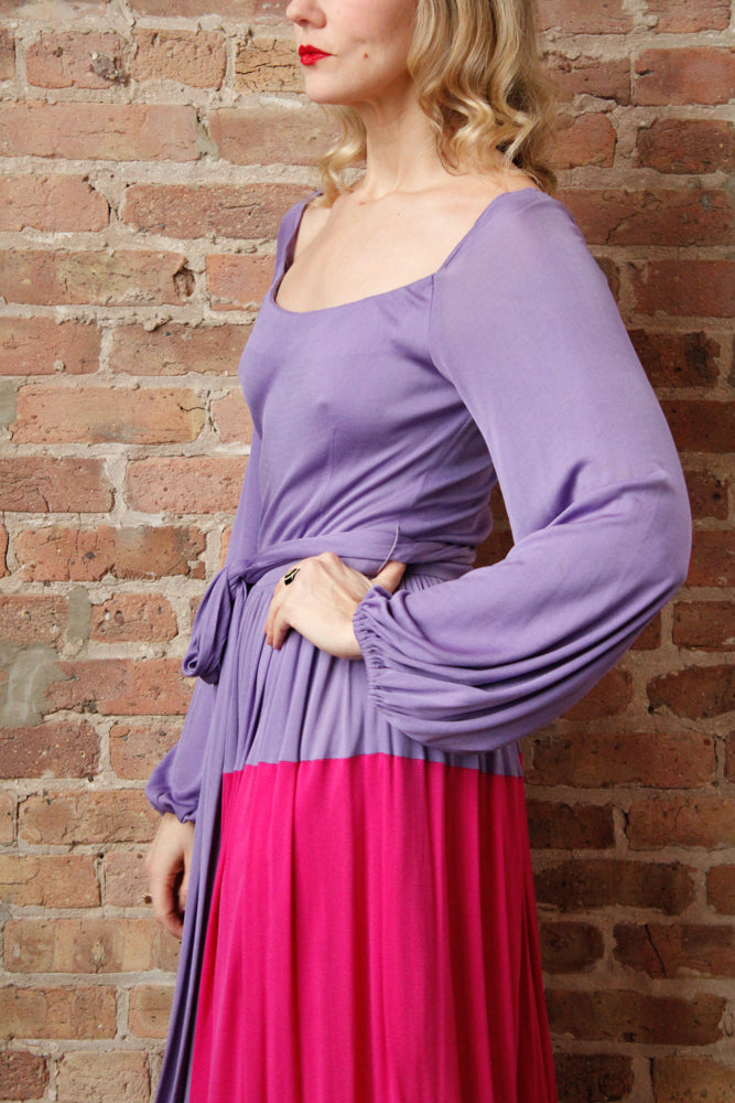 1960s Mollie Parnis Silk Jersey Maxi Dress - Medium