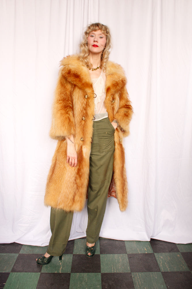 1970s Stunning Long Fur Coat - Medium