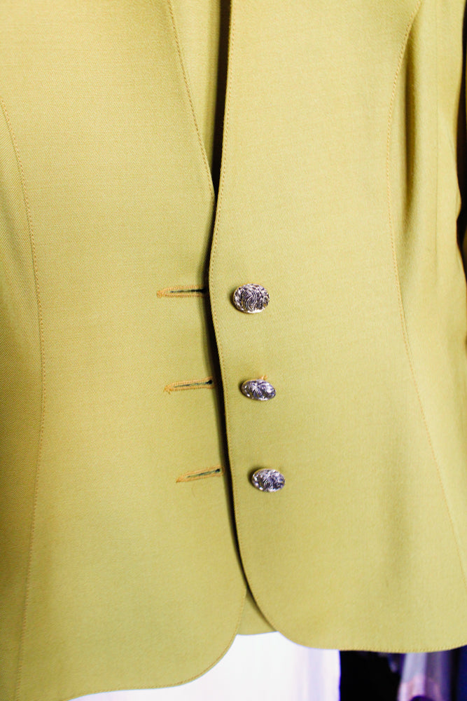 1990s Hubert Armetti Chartreuse Parisian Suit - Small