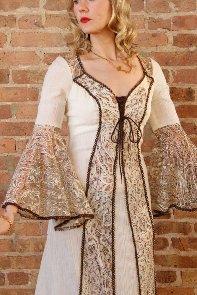 1970s Gunne Style Renaissance Maxi Dress - Small 