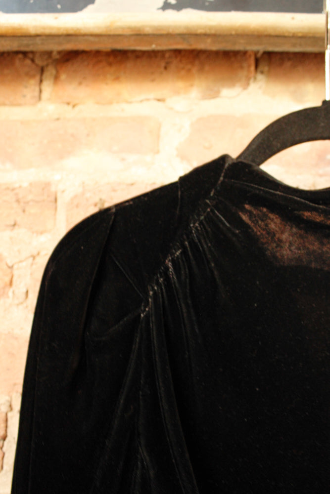 1930s Black Velvet John T. Shayne Co. Dress - S/M