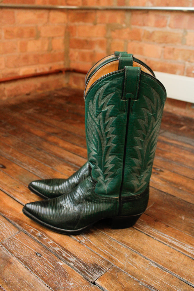 1970s Green Leather Boots - 8M