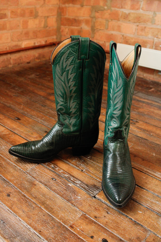 1970s Green Leather Boots - 8M