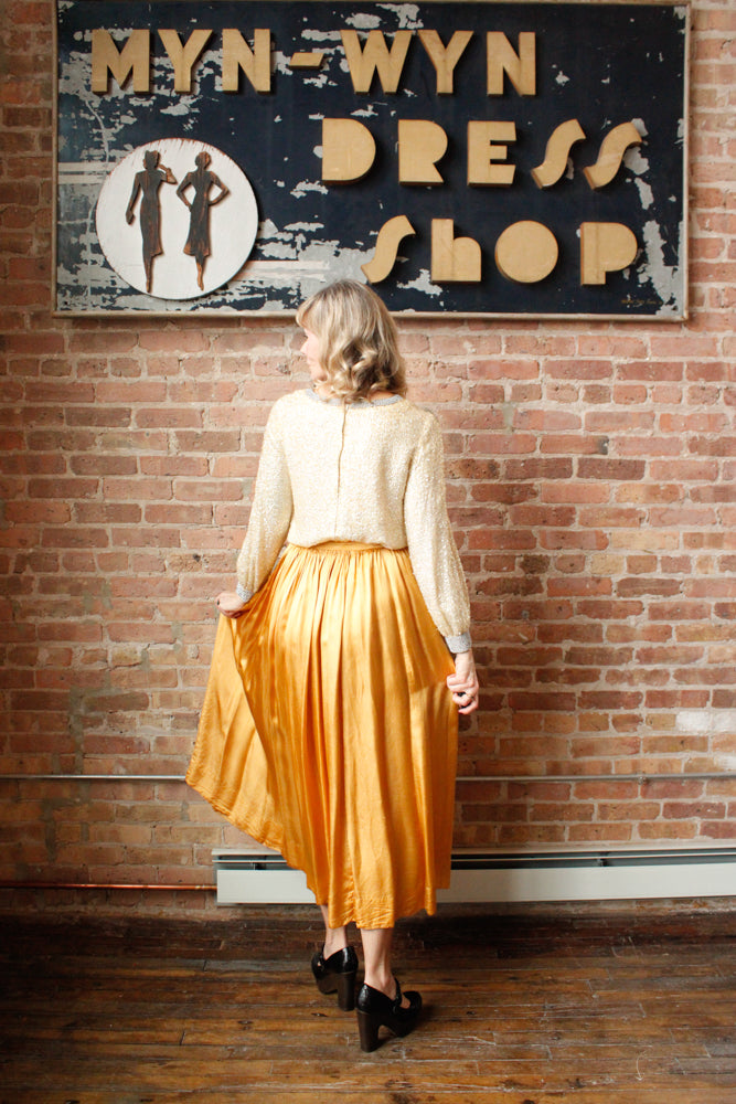 1960s Sequin & Beaded Rayon Top - Medium 