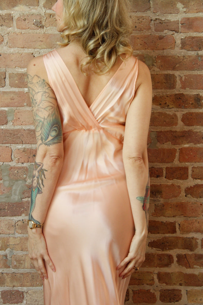 1930s Hearts Desire Silk Bias Cut Gown - Med