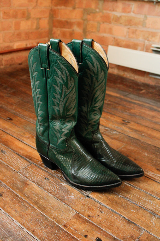 1970s Green Leather Boots - 8M