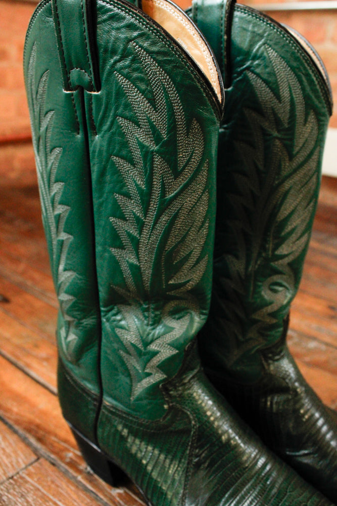 1970s Green Leather Boots - 8M