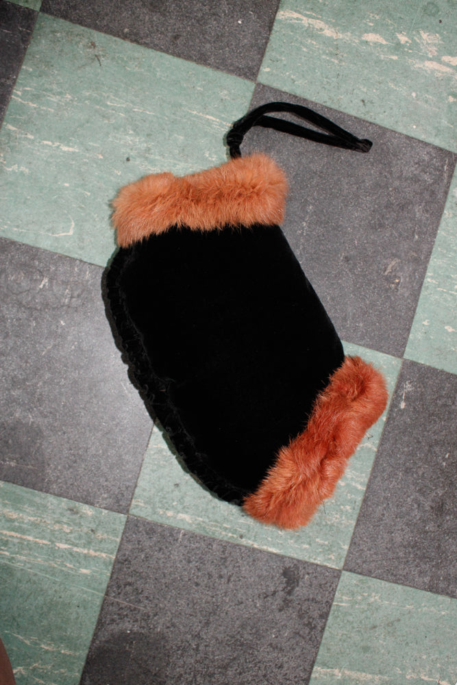 1930s Velvet and Fur Muff