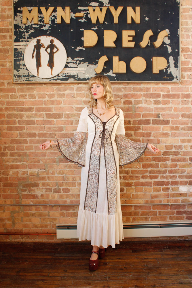 1970s Gunne Style Renaissance Maxi Dress - Small 