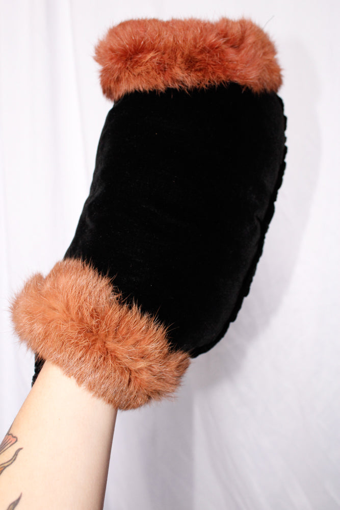 1930s Velvet and Fur Muff