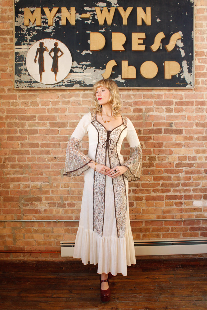 1970s Gunne Style Renaissance Maxi Dress - Small