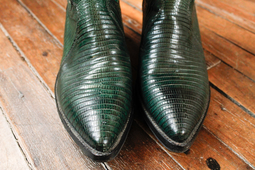 1970s Green Leather Boots - 8M