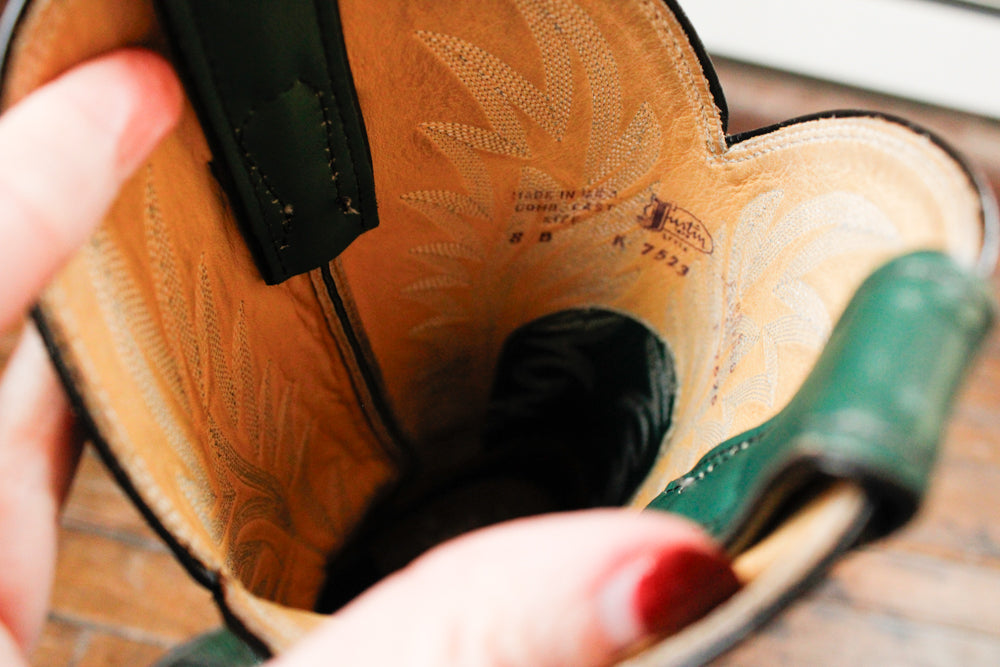 1970s Green Leather Boots - 8M