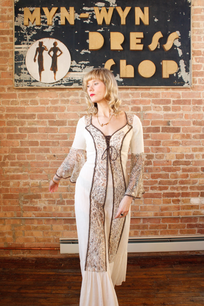 1970s Gunne Style Renaissance Maxi Dress - Small