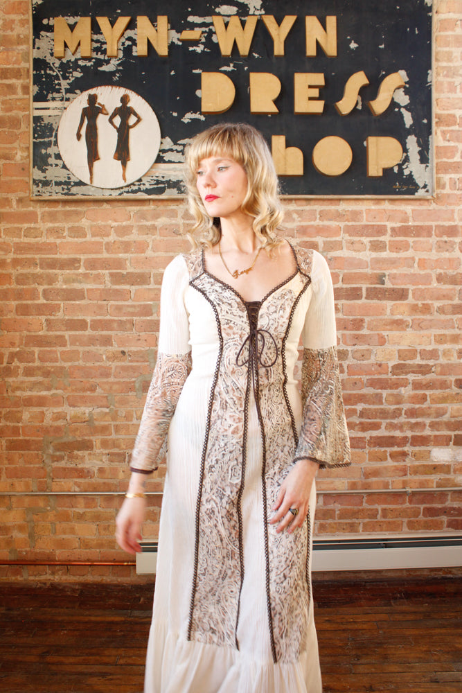 1970s Gunne Style Renaissance Maxi Dress - Small 