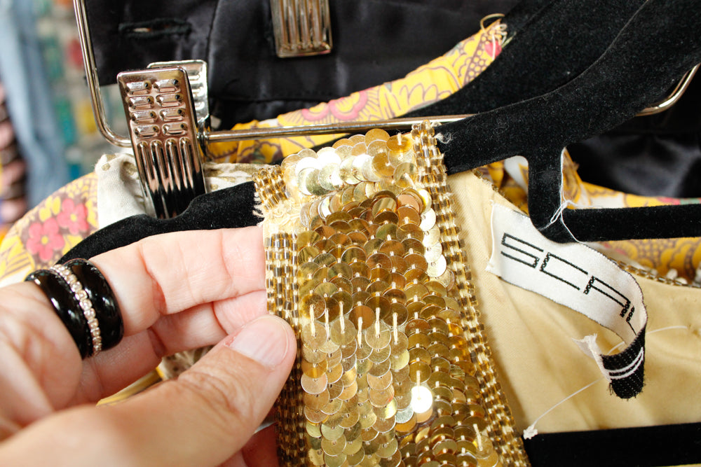 1990s Scala Gold Sequin Gown - Small