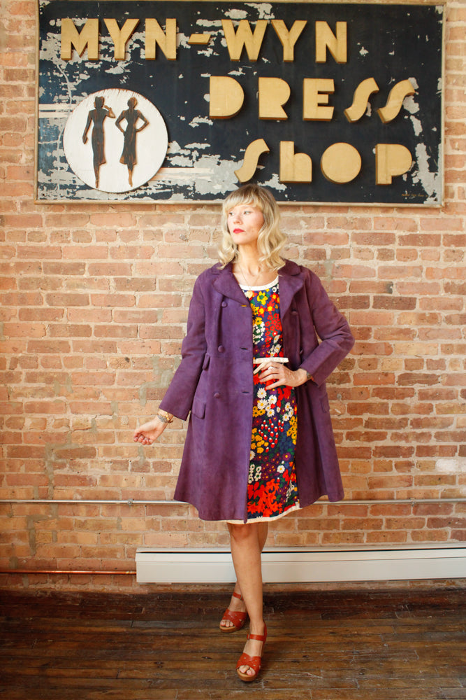 1960s Purple Suede Mr. Mort Coat - Medium