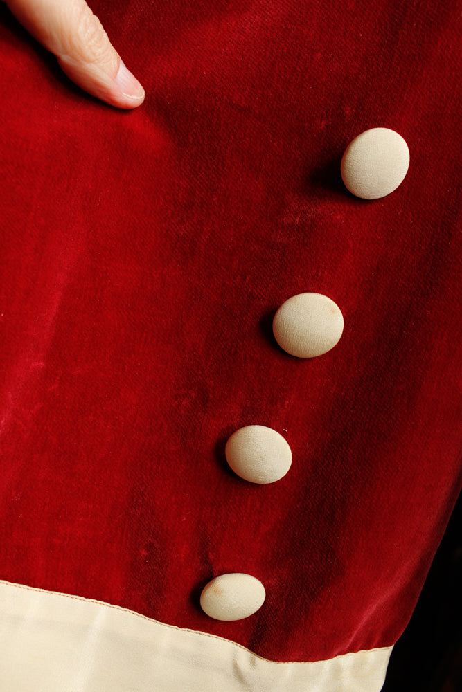 1920s Deco Velvet & Silk Jacket - Small