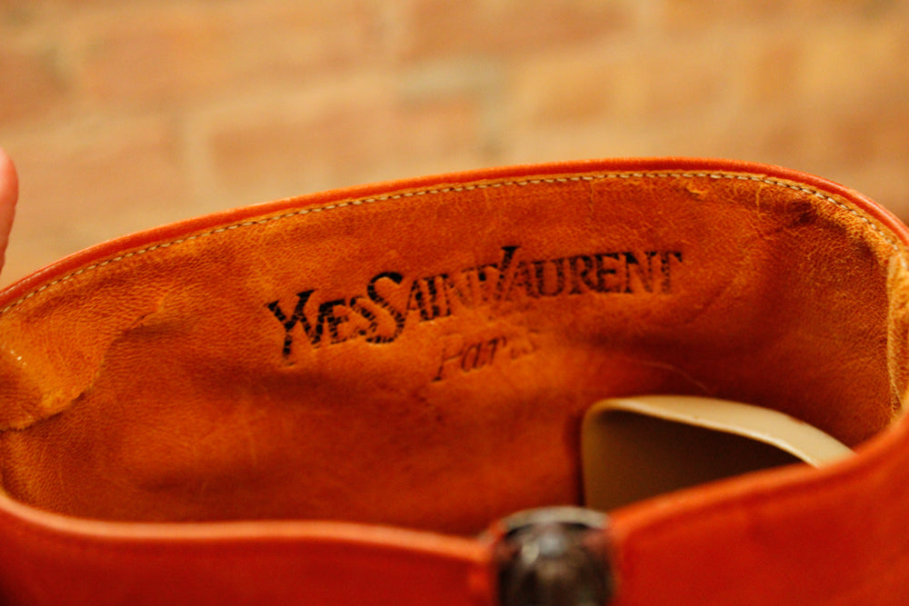 1970s Orange Leather Tall Leather YSL Boots - 8.5M