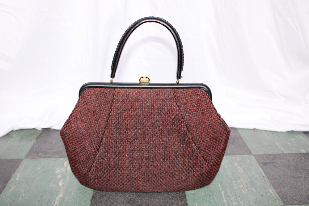 1950s Markay Wool Red & Black Tweed Large Purse