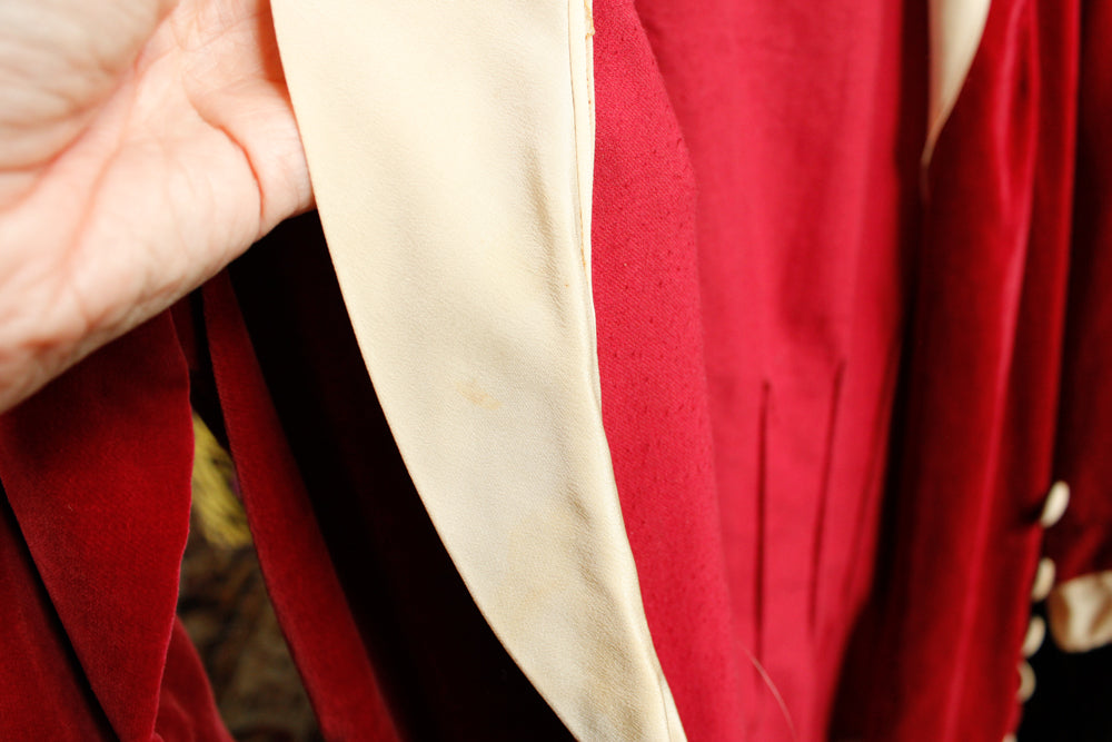 1920s Deco Velvet & Silk Jacket - Small