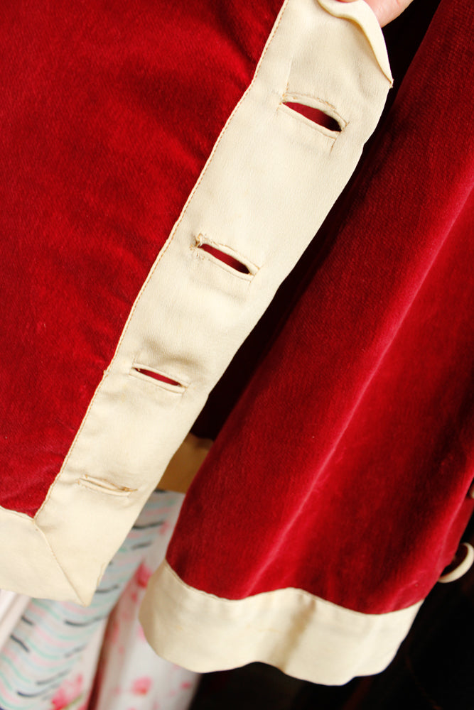 1920s Deco Velvet & Silk Jacket - Small