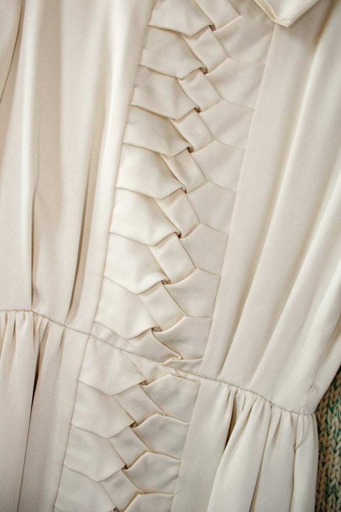 1960s Silk Kanes Ivory Sheath Dress - Xsmall