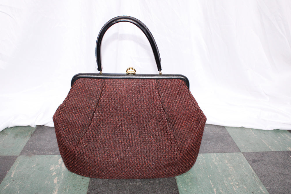 1950s Markay Wool Red & Black Tweed Large Purse