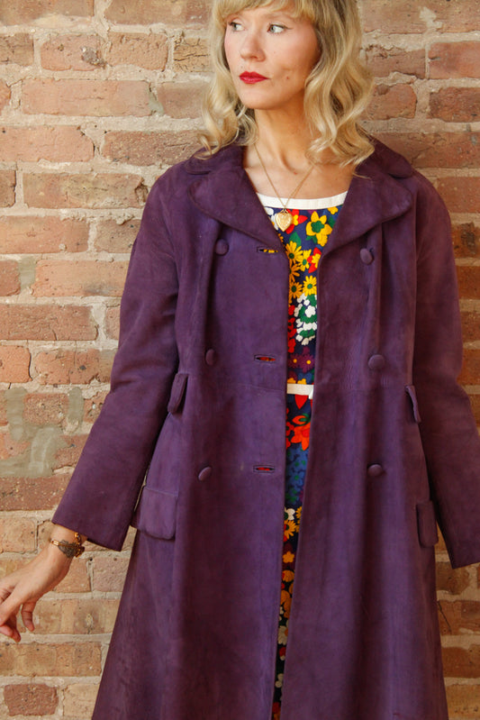 1960s Purple Suede Mr. Mort Coat - Medium