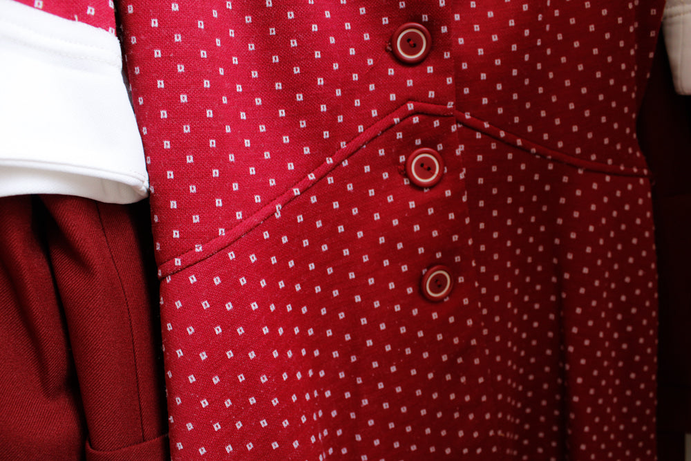 1970s Patricia Fair Polka Dot Berry Pant Suit - Small 