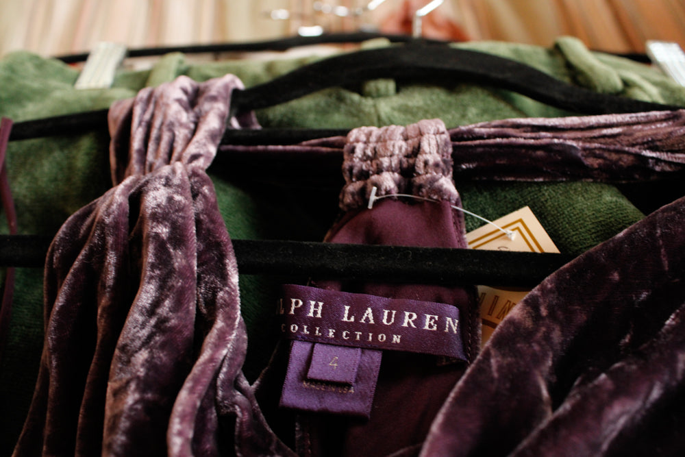 1990s Purple Label Ralph Lauren Velvet Dress - Small