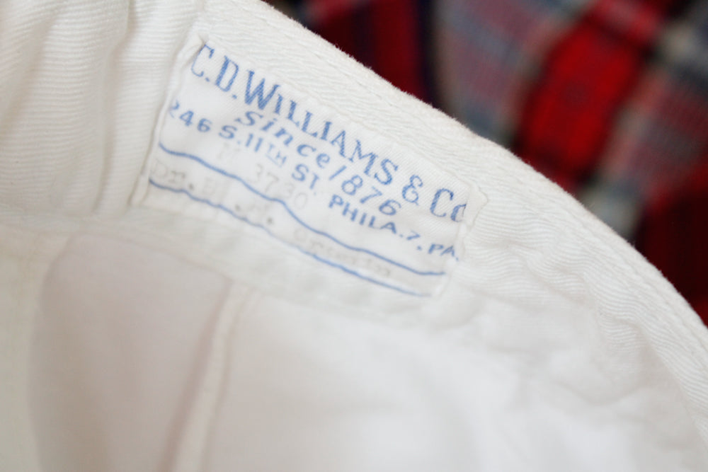 1940s White Button Front Cotton Twill Pant - XL