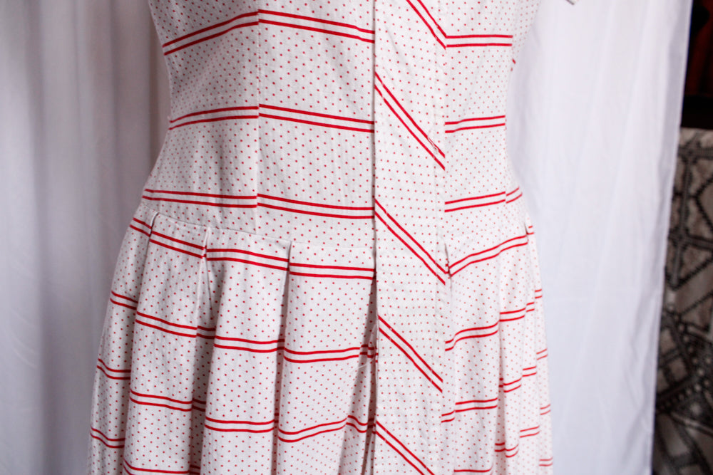 1950s Polka Dot Day Dress - Medium