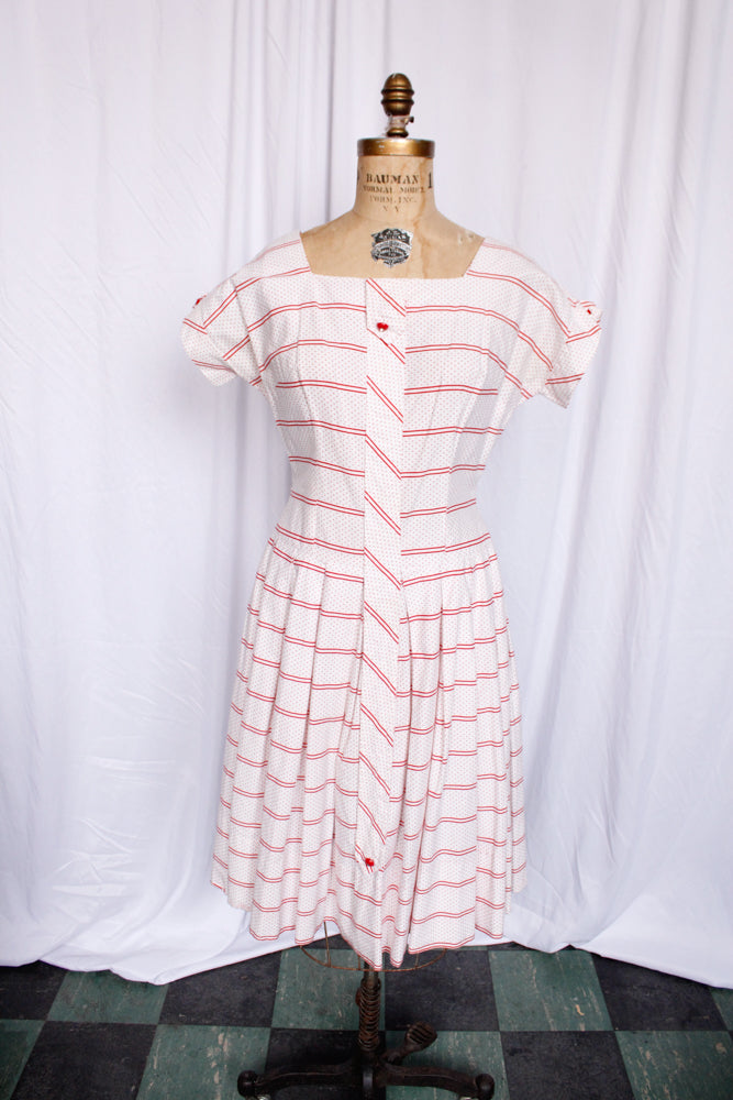 1950s Polka Dot Day Dress - Medium