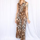 Y2K 2000s Cheetah Print Jersey Jumpsuit - Xs/S