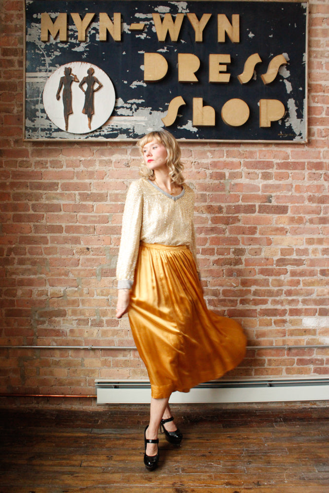 1960s Sequin & Beaded Rayon Top - Medium 