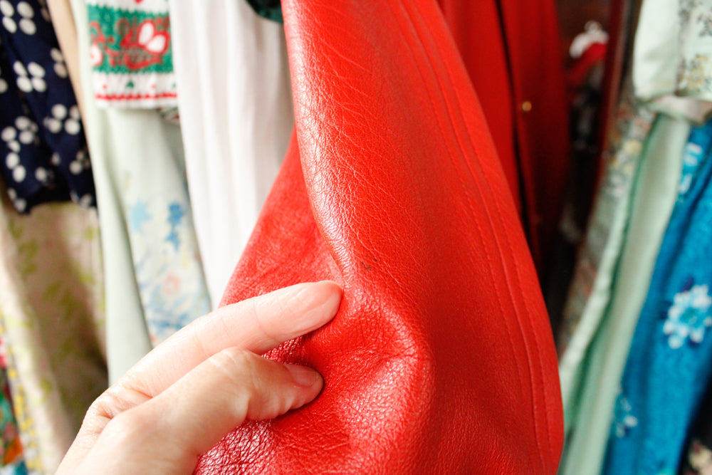 1960s Bonnie Cashin Sills Red Orange Leather Car Coat - Medium