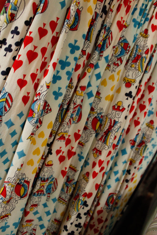 1940s Deck of Card Rayon and Silk Dress - Xsmall 