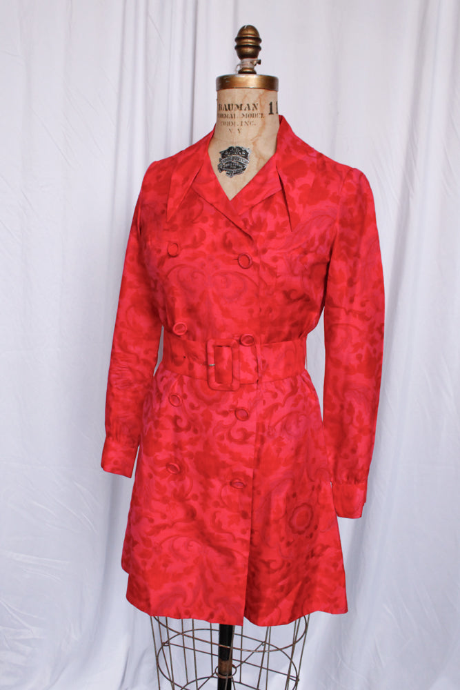 1960s Pink Paisley Silk Mini Dress - S/M