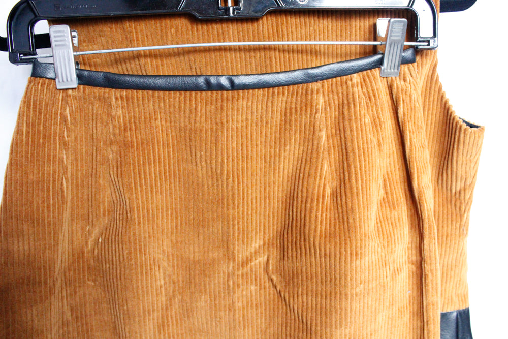 1960s Gold Corduroy Vest & Skirt Suit - Small 