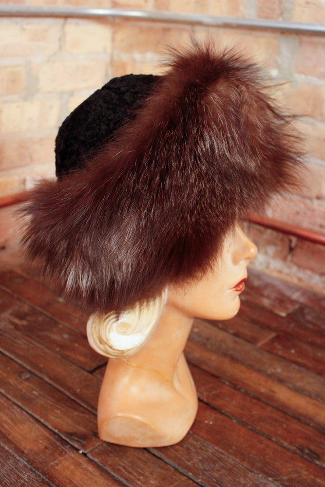 1960s Fox Fur and Persian Lamb Hat