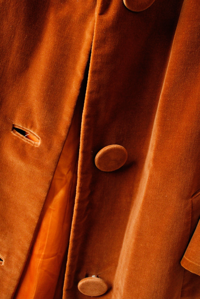 1950s Copper Velvet Coat - Medium