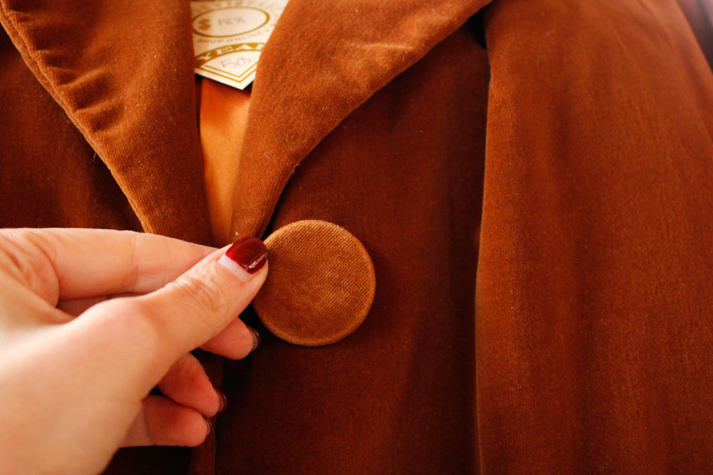 1950s Copper Velvet Coat - Medium