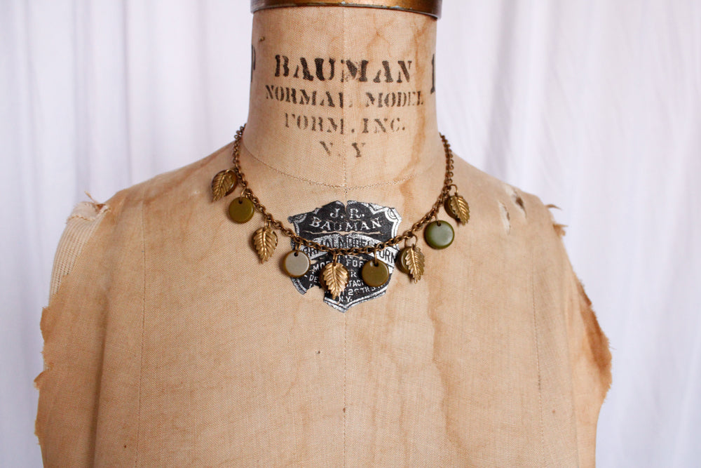 1940s Bakelite & Brass Leaf Necklace